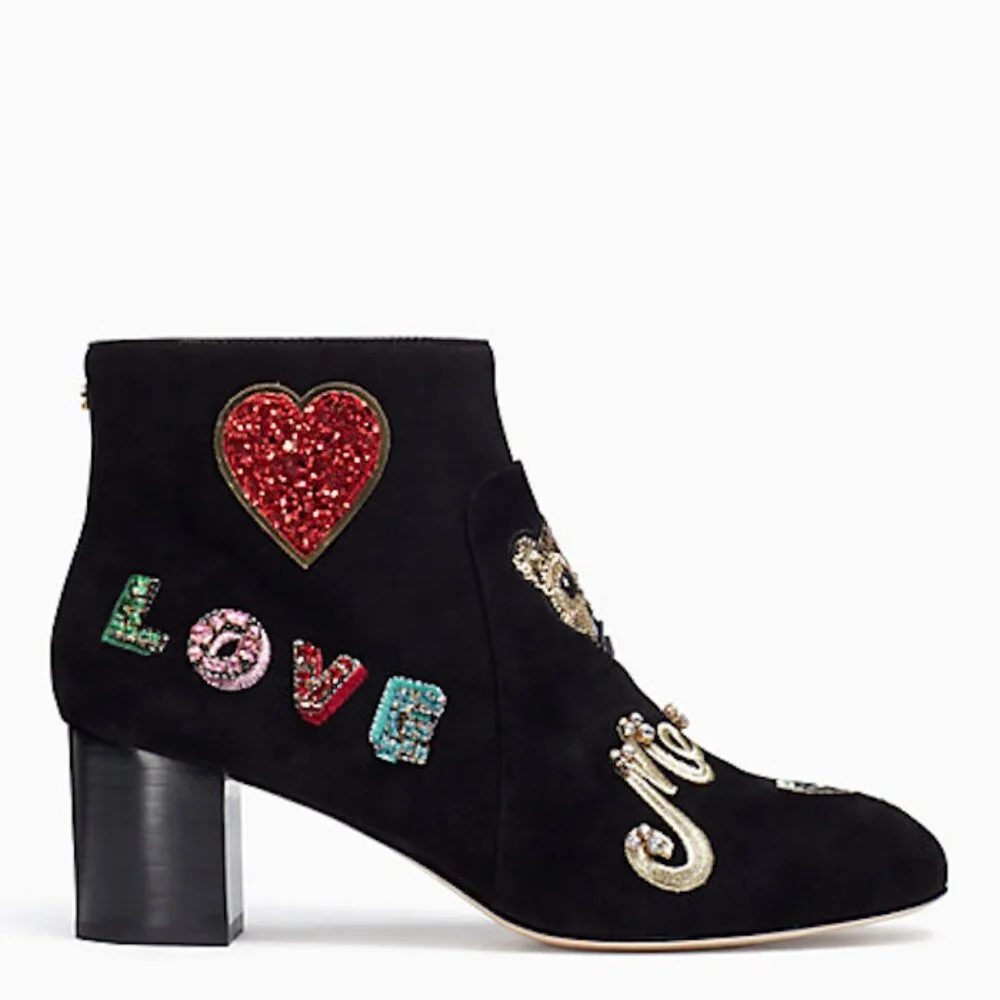 NWOB Kate Spade New York Liverpool Ankle Boots Black Suede